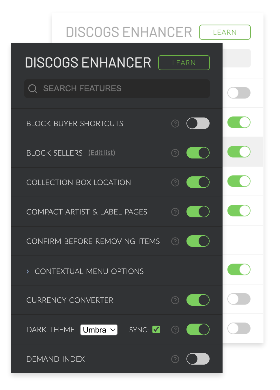 Discogs Enhancer Extension Interface