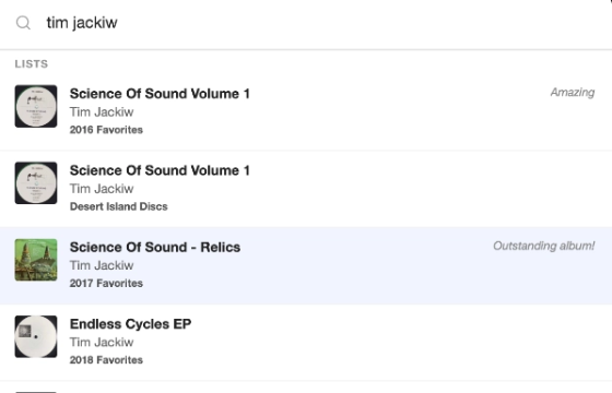 Search Your Lists feature screenshot